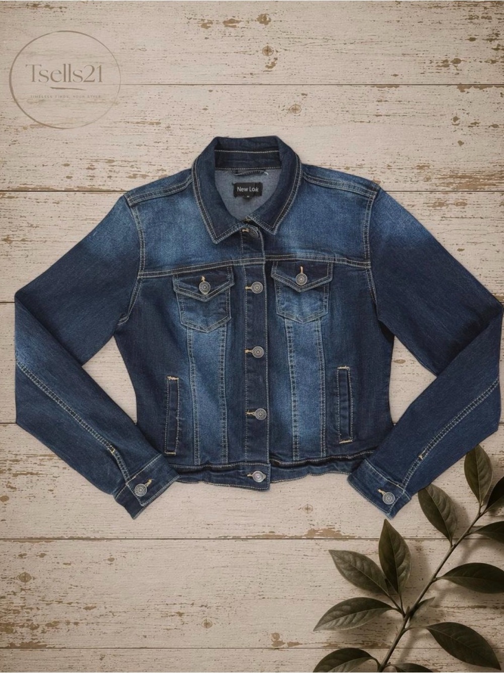 New Look Dark Wash Denim Jacket - Size M